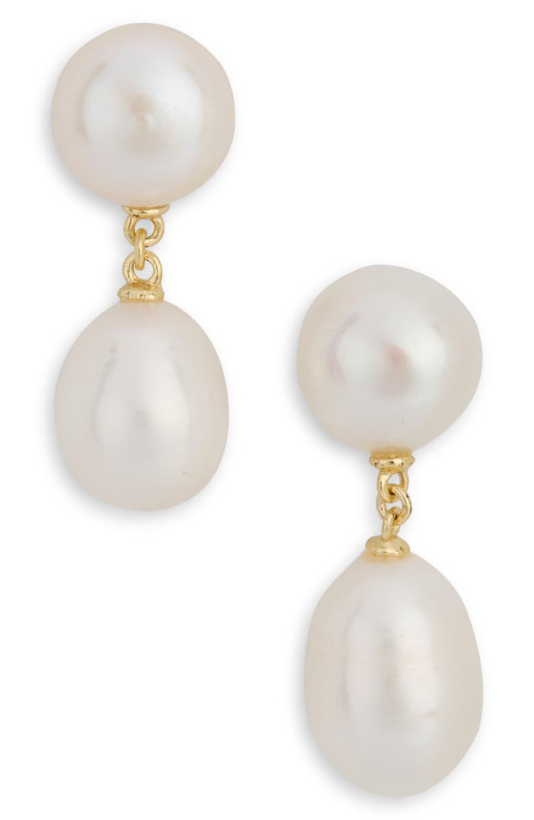 Shashi Cultured Pearl Drop Earrings, Main, color, Gold/ Pearl