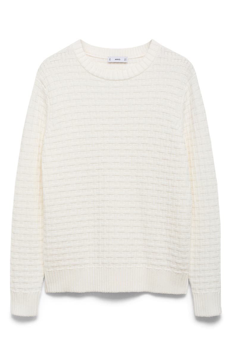 MANGO Basket Stitch Crewneck Sweater, Main, color, 