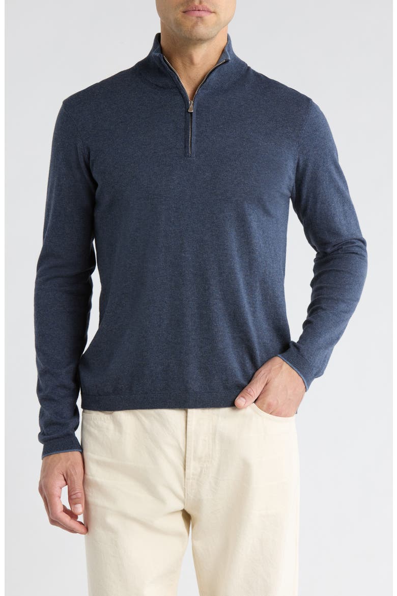 Daniel Quarter-Zip Cotton Sweater, Main, color, WASHED NAVY