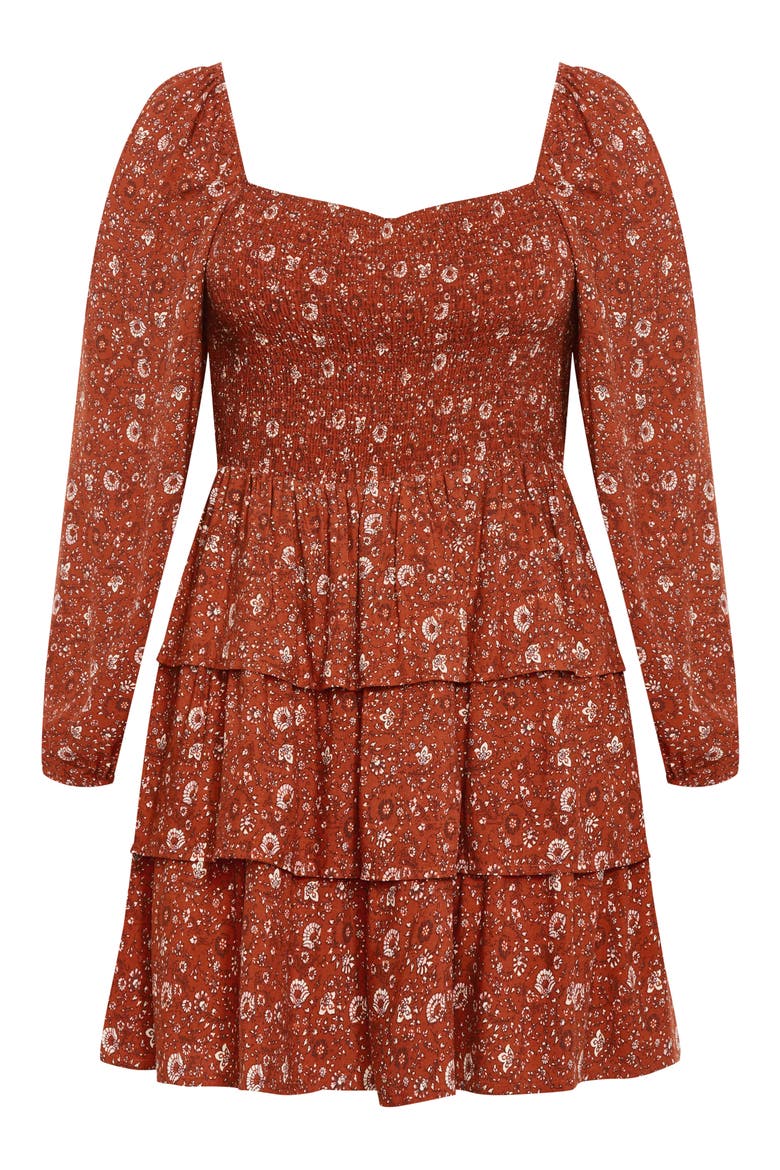 Piper Floral Minidress, Alternate, color, RUST PRINT