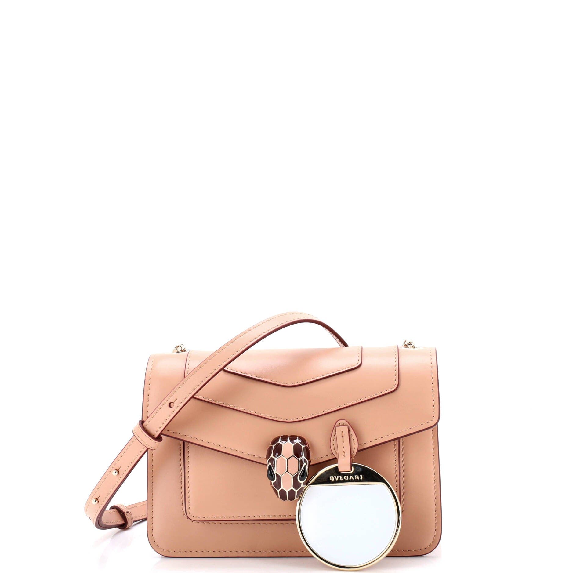 Serpenti Crossbody Bag Leather Small, Alternate, color, White