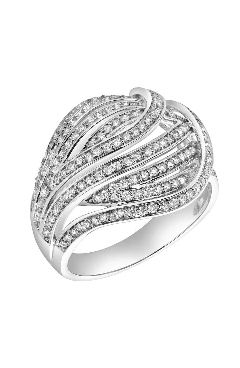 LuvMyJewelry Marina 14K Gold Round Diamond Studded Dome Ring - 0.84cts, Alternate, color, 14K White Gold