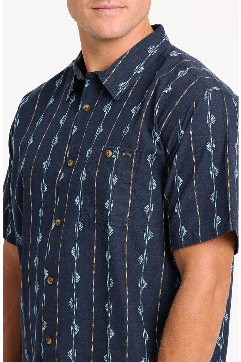 Sundays Stripe Jacquard Short Sleeve Cotton Button-Up Shirt, Alternate, color, REAL TEAL