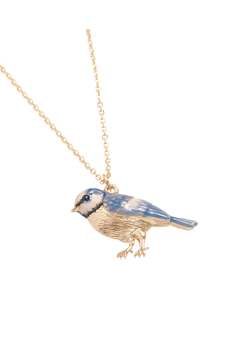 Enamel Blue Tit Short Necklace, Main, color, Multi & Gold