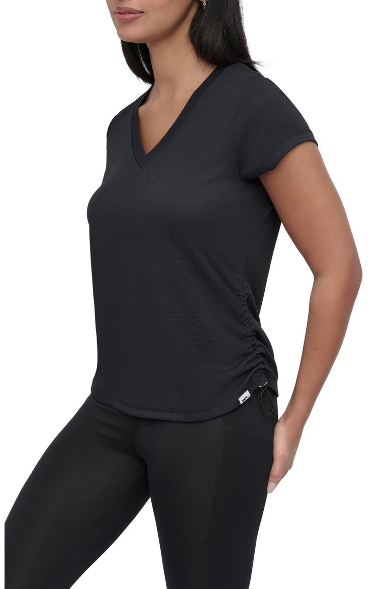 Side Ruched Tech T-Shirt, Alternate, color, BLACK