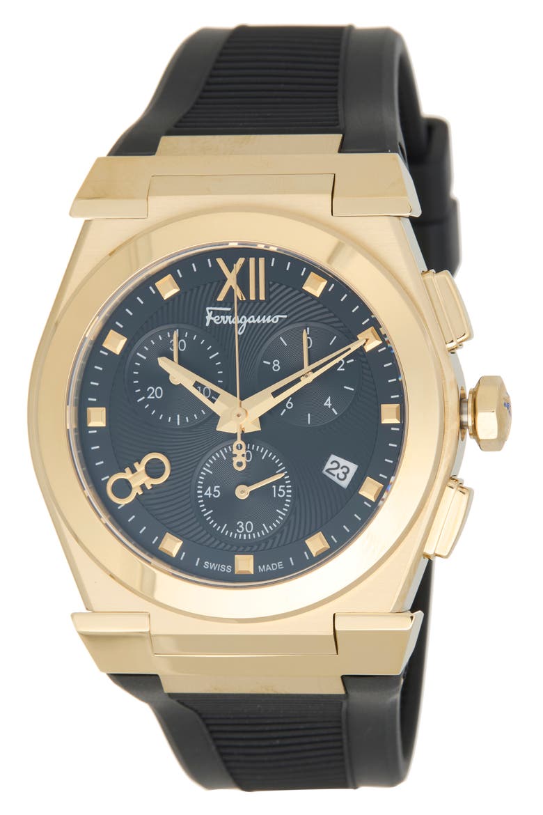 Vega Silicone Strap Chronograph Watch, 40mm, Main, color, GOLD