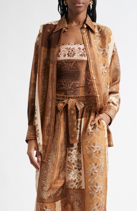 Lucky Oversize Silk Button-Up Shirt (Regular & Petite)