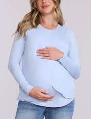 MOTHERHOOD MATERNITY Crewneck Long Sleeve Draped Nursing Tee