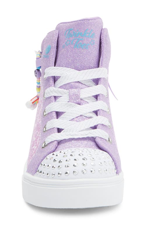 Skechers Kids' Twinkle Sparks Light-up Glitter High Top Sneaker In Purple