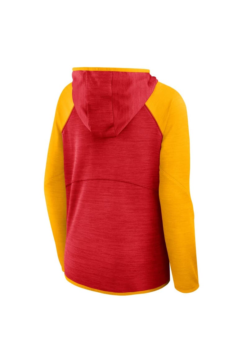 Women's Fanatics Red/Gold Kansas City Chiefs Redzone End Around Pass Raglan Full-Zip Hoodie, Alternate, color, Red