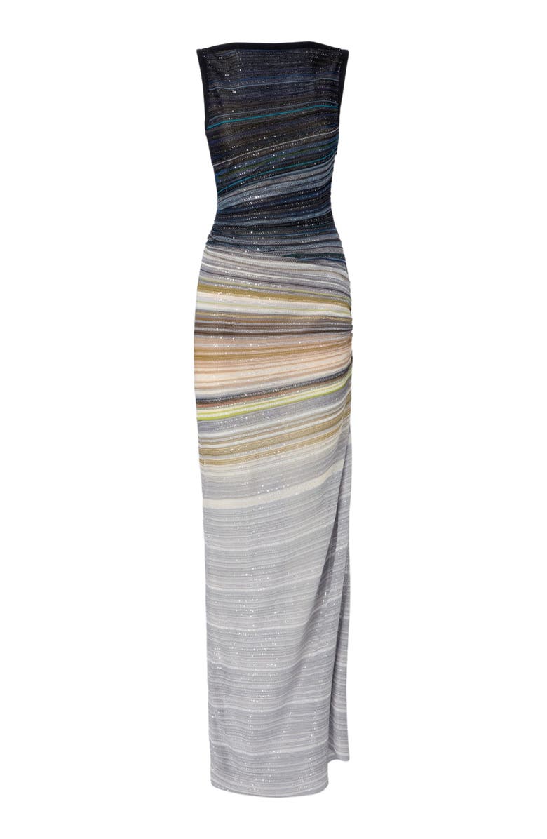 Missoni Long Boat-neck Dress In Striped Knit, Alternate, color, Blue & Grey