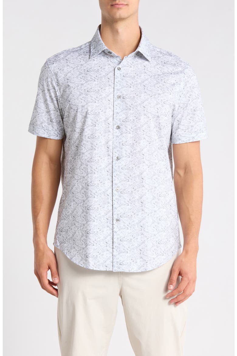 Short Sleeve Woven Shirt, Main, color, PLATINUM
