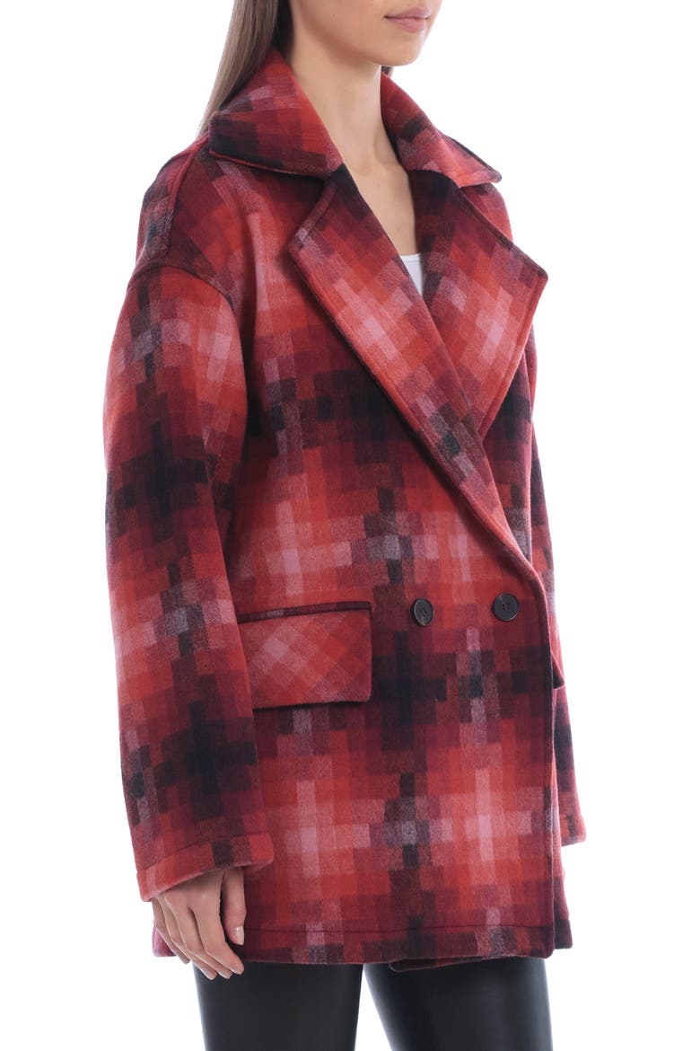 Geo Pattern Double Breasted Coat, Alternate, color, RED GEO