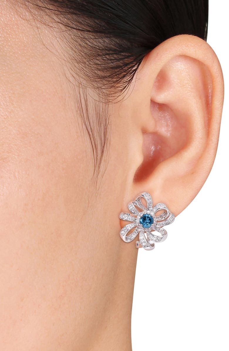 DELMAR London Blue Topaz & White Topaz Statement Stud Earrings, Alternate, color, Blue