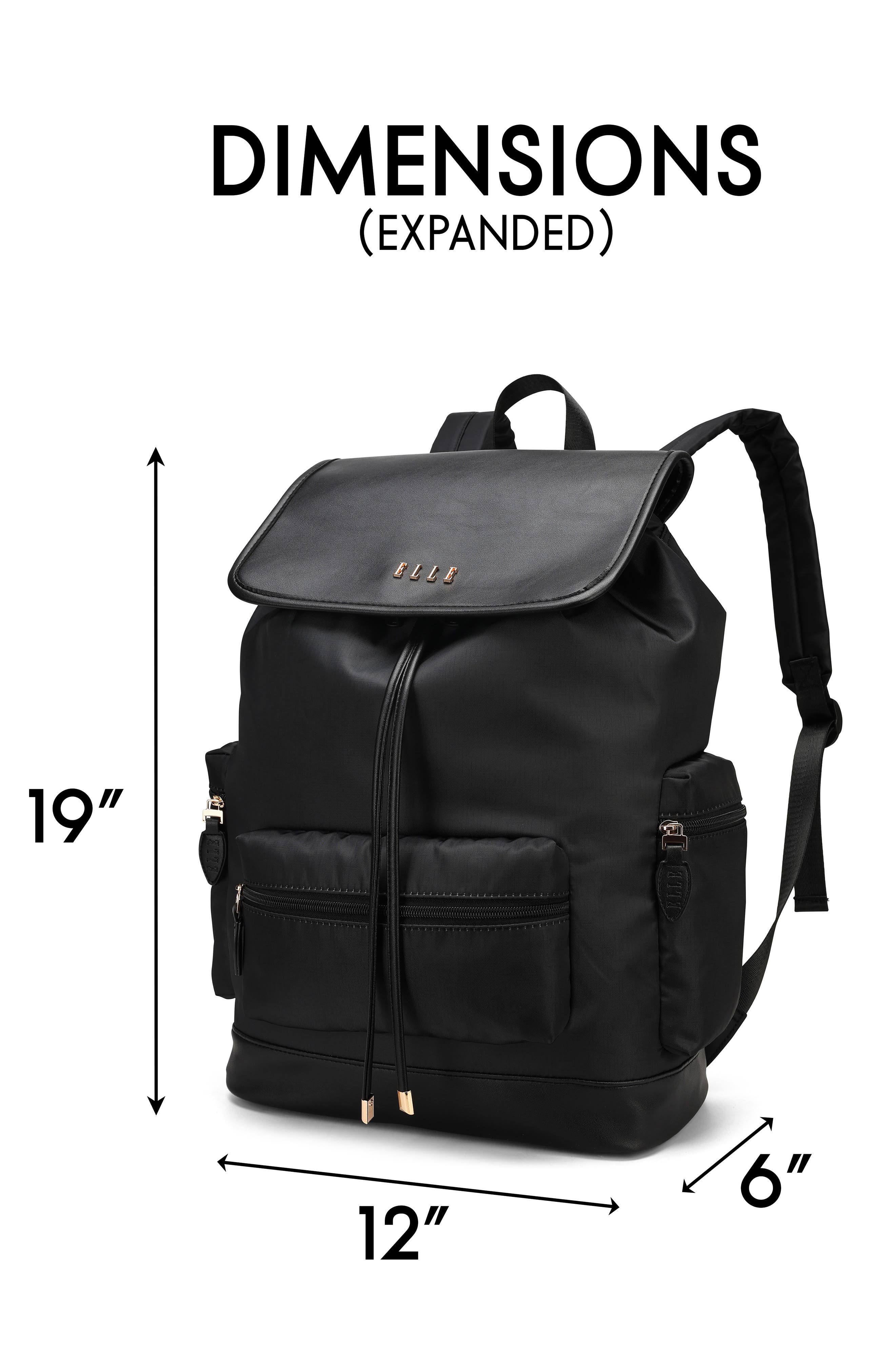 ELLE Wayfarer 23L Monogram Travel Backpack, Alternate, color, Black