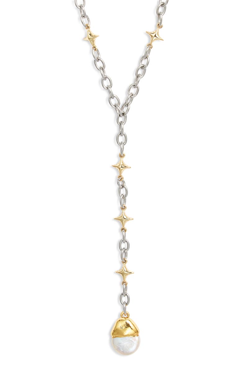 VIDAKUSH Star Power Mini Freshwater Pearl Pendant Y-Necklace, Main, color, Gold