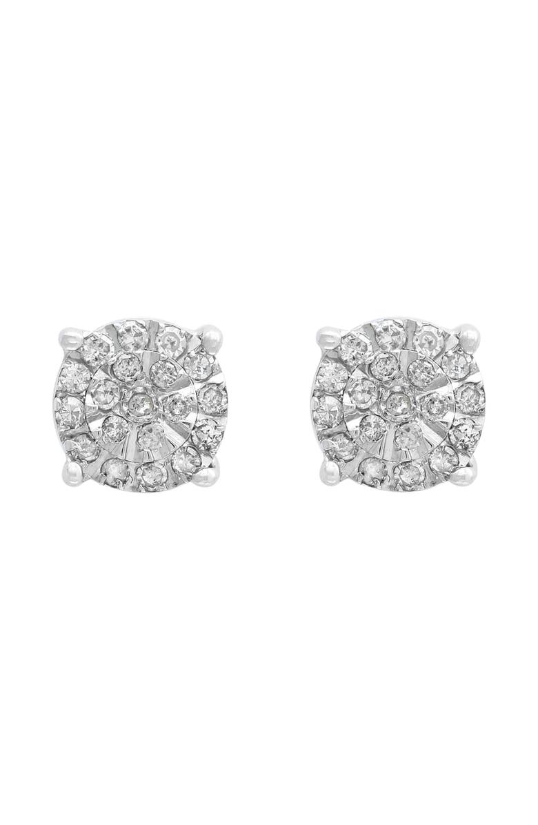 EFFY Sterling Silver Pavé Diamond Round Stud Earrings, Main, color, Silver