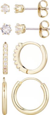 Adornia Set of 3 Assorted Hoops and Stud Earrings