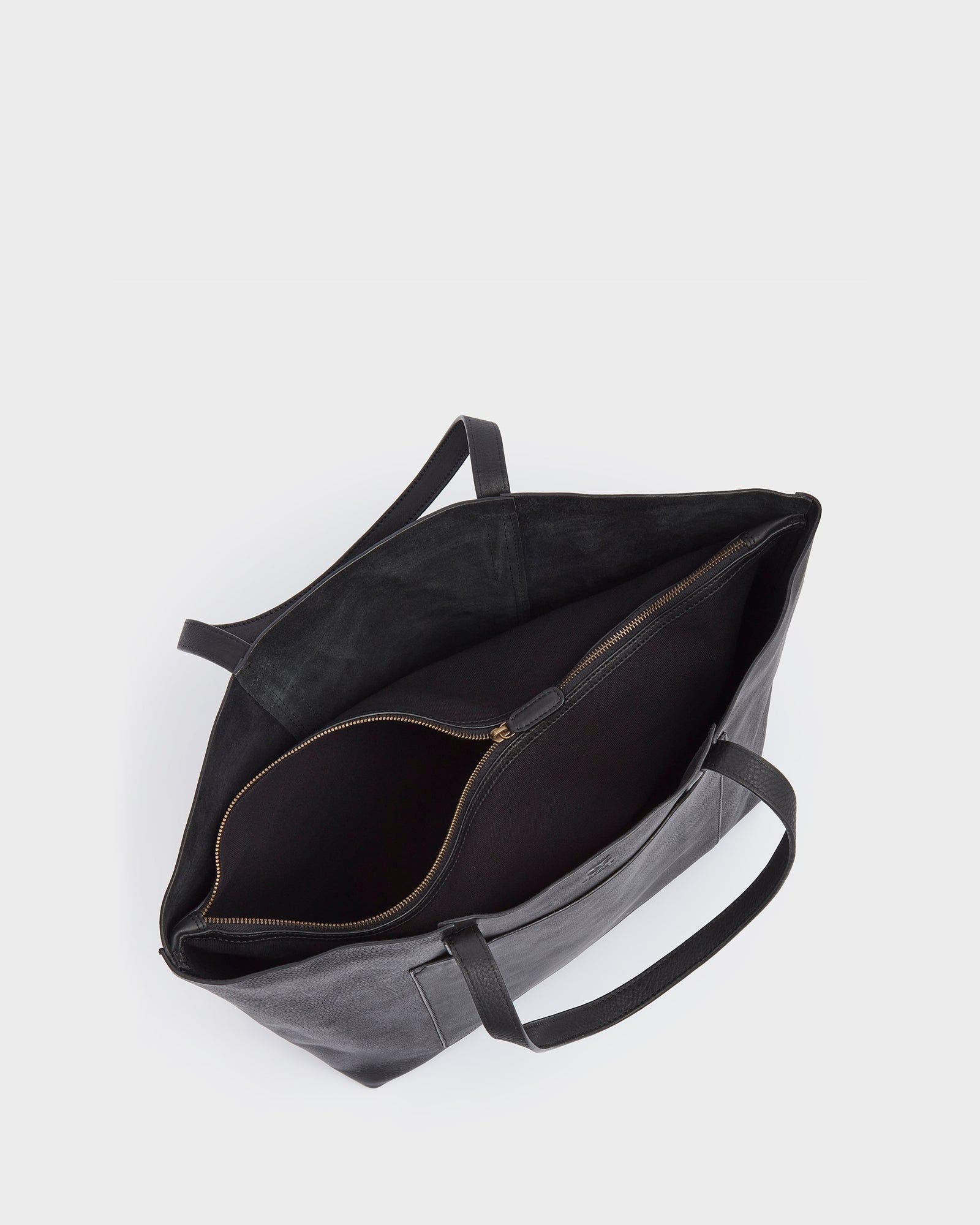 Osprey London The Vintage Santa Fe Leather Tote Bag, Alternate, color, Black