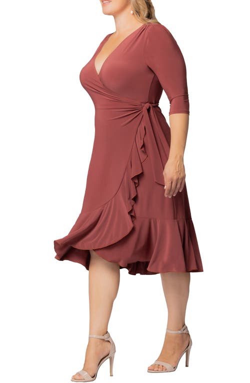 Kiyonna Whimsy Wrap Dress In Burgundy