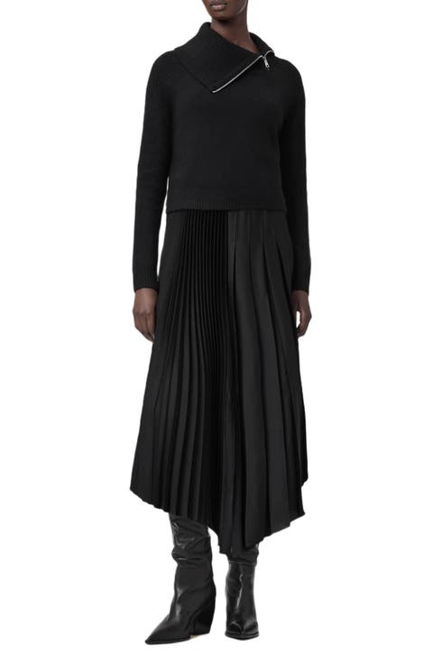 Jax Sweater & Pleated Satin Dress Set