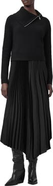 AllSaints Jax Sweater & Pleated Satin Dress Set