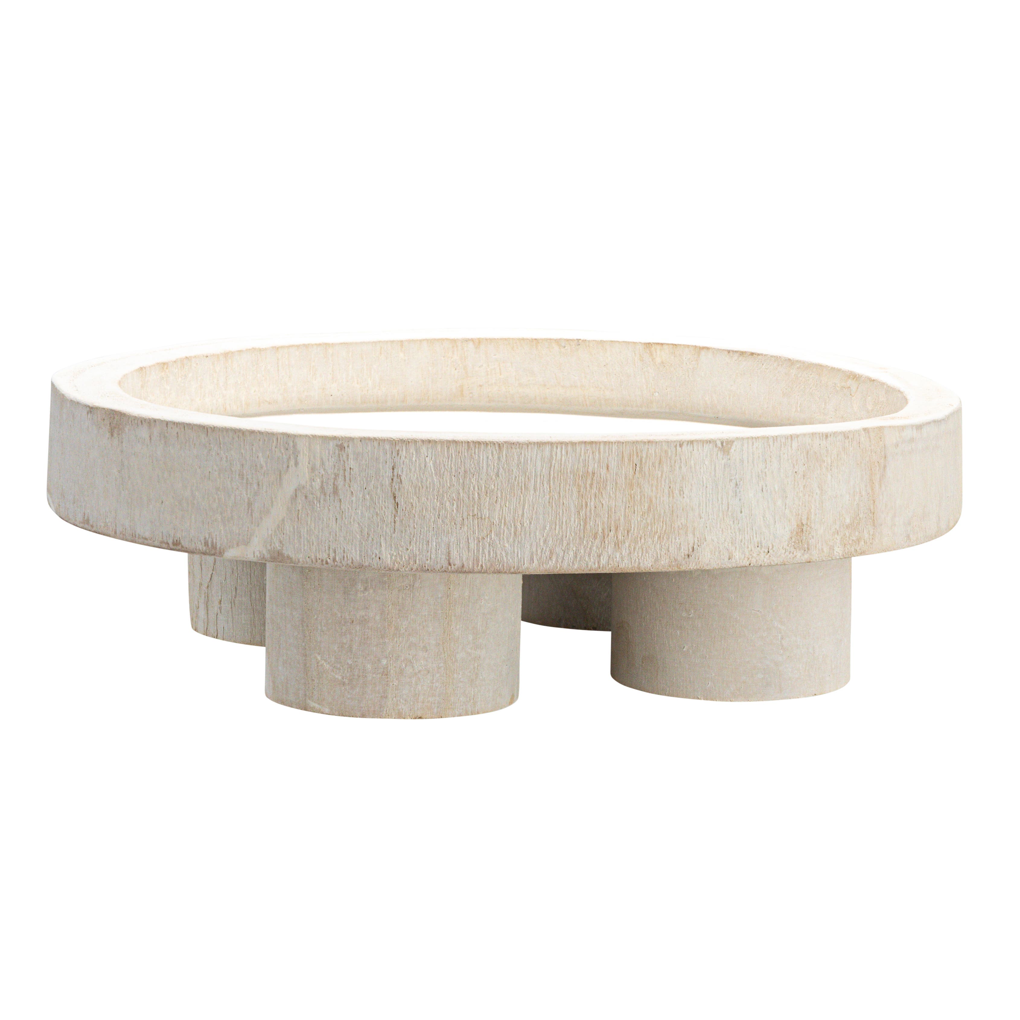 Storied Home Paulownia Wood Pedestal Tray - White