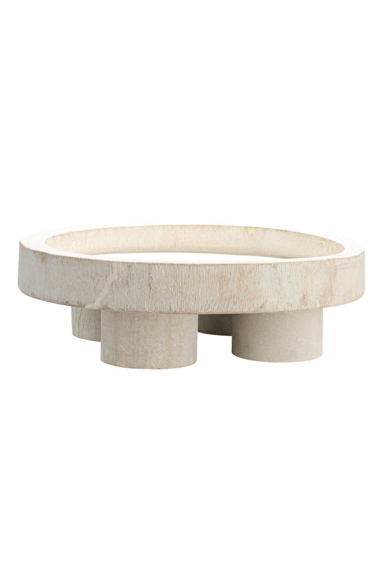 Paulownia Wood Pedestal Tray, Main, color, White