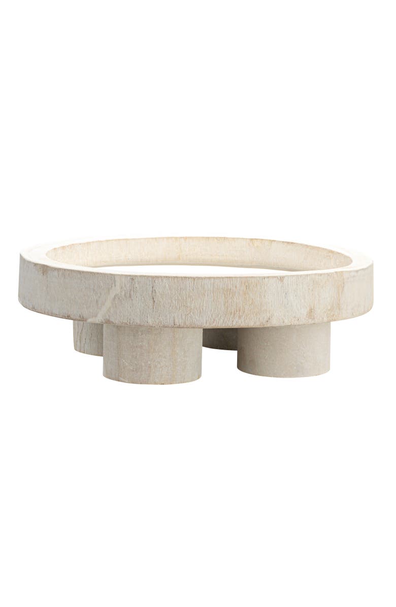 Storied Home Paulownia Wood Pedestal Tray, Main, color, White