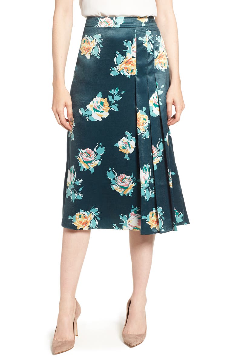 Halogen<sup>®</sup> Pleat Detail Midi Skirt, Main, color,