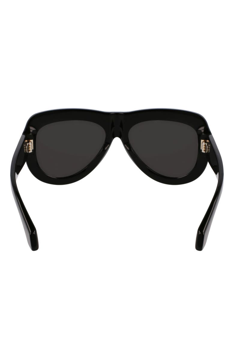 FERRAGAMO Rivets 57mm Aviator Sunglasses, Alternate, color, Black