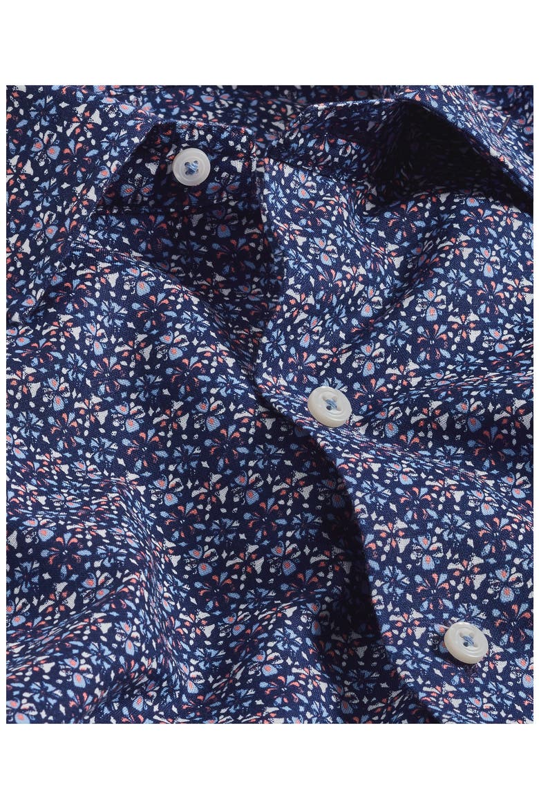 Linen & Cotton Short Sleeve Sport Shirt, Alternate, color, NAVY/ PINK