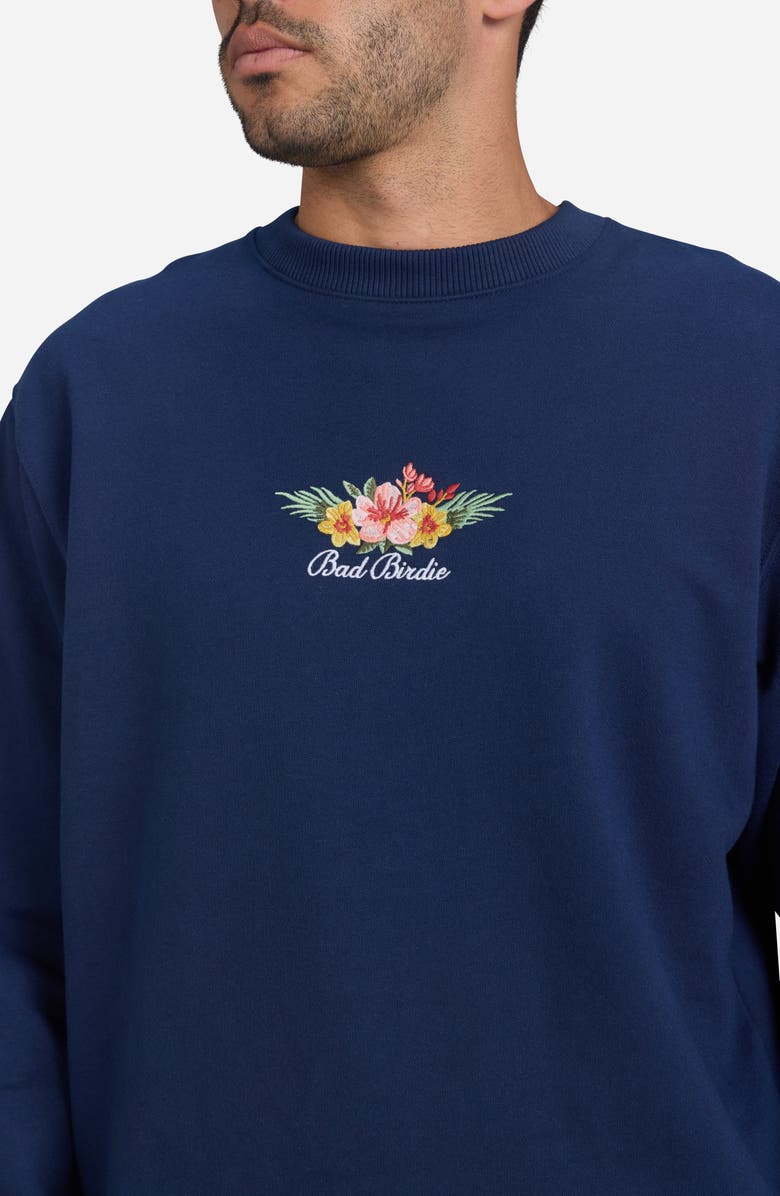 Bad Birdie Mahalo Embroidered Crewneck Sweatshirt, Alternate, color, Dark Navy