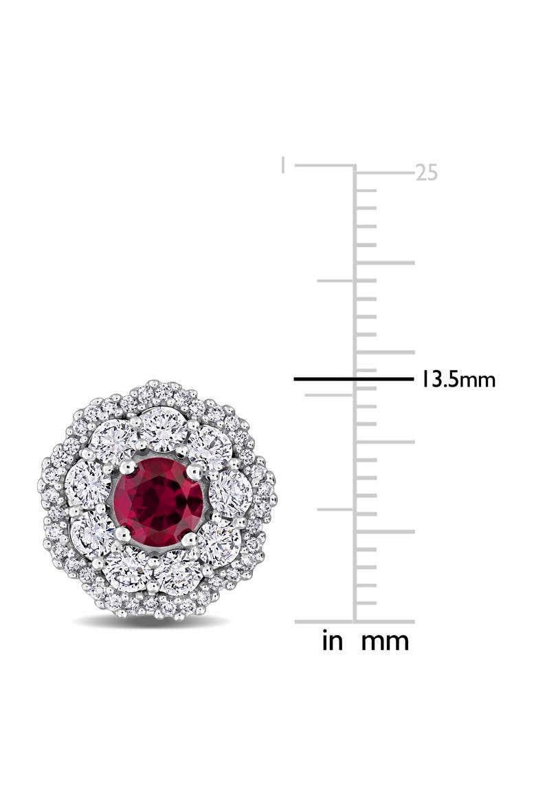 Lab-Created Ruby & Diamond Earrings 14k, Alternate, color, Ruby