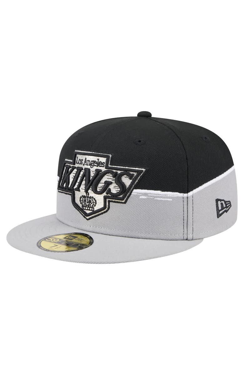 New Era Men's New Era Silver/Black Los Angeles Kings Vintage Color Dip 59FIFTY Fitted Hat, Alternate, color,