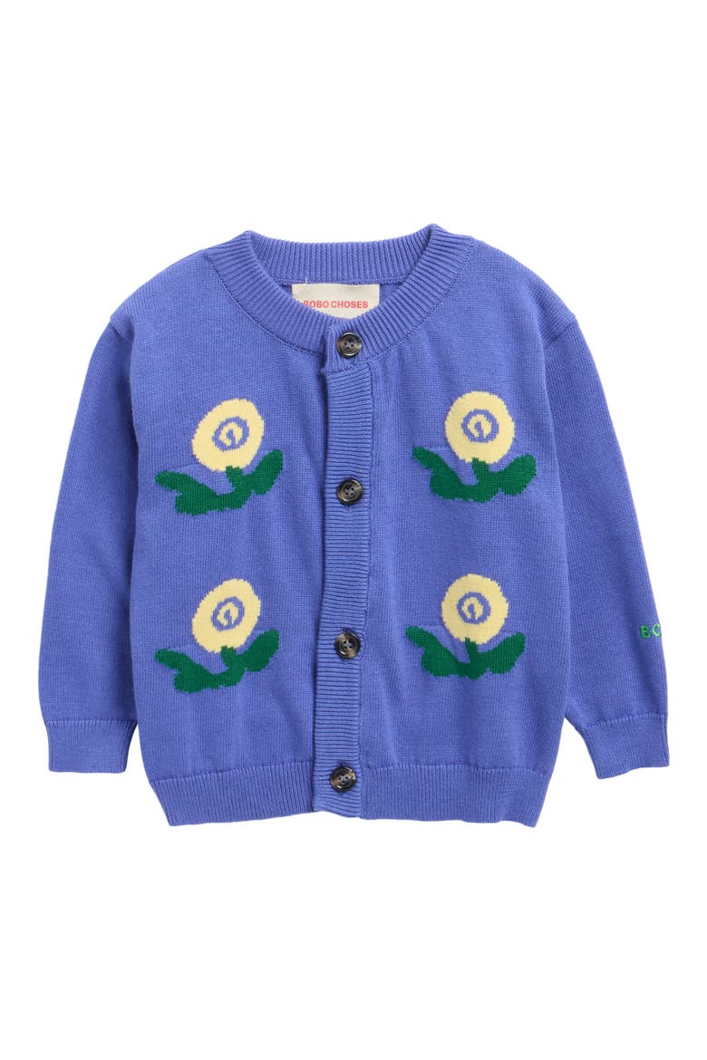 Stamp Bloom Cardigan, Main, color, PURPLE