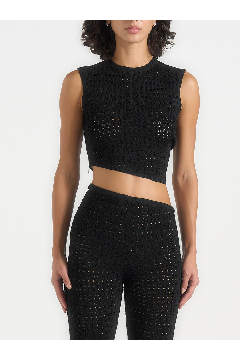 Eugenie Pointelle Asymmetric Top, Main, color, Black