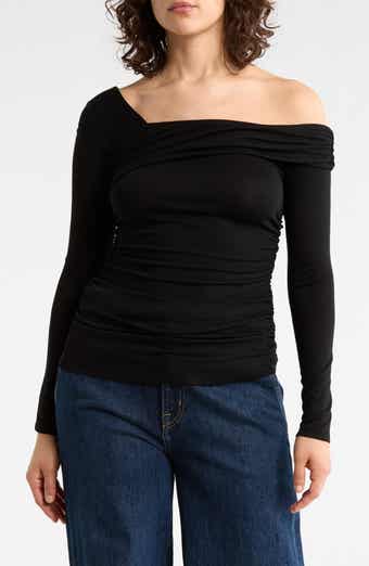 Elodie One Shoulder Long Sleeve Ruched Top