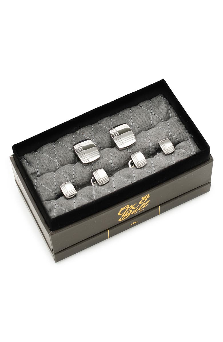 Cufflinks, Inc. Tartan Cuff Link & Stud Set, Alternate, color, Silver