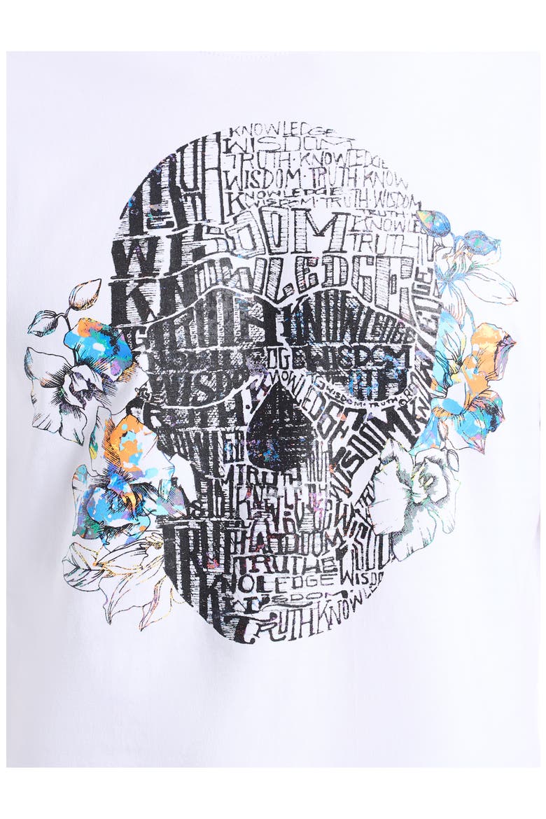 Floral Skull Graphic T-Shirt, Alternate, color, WHITE