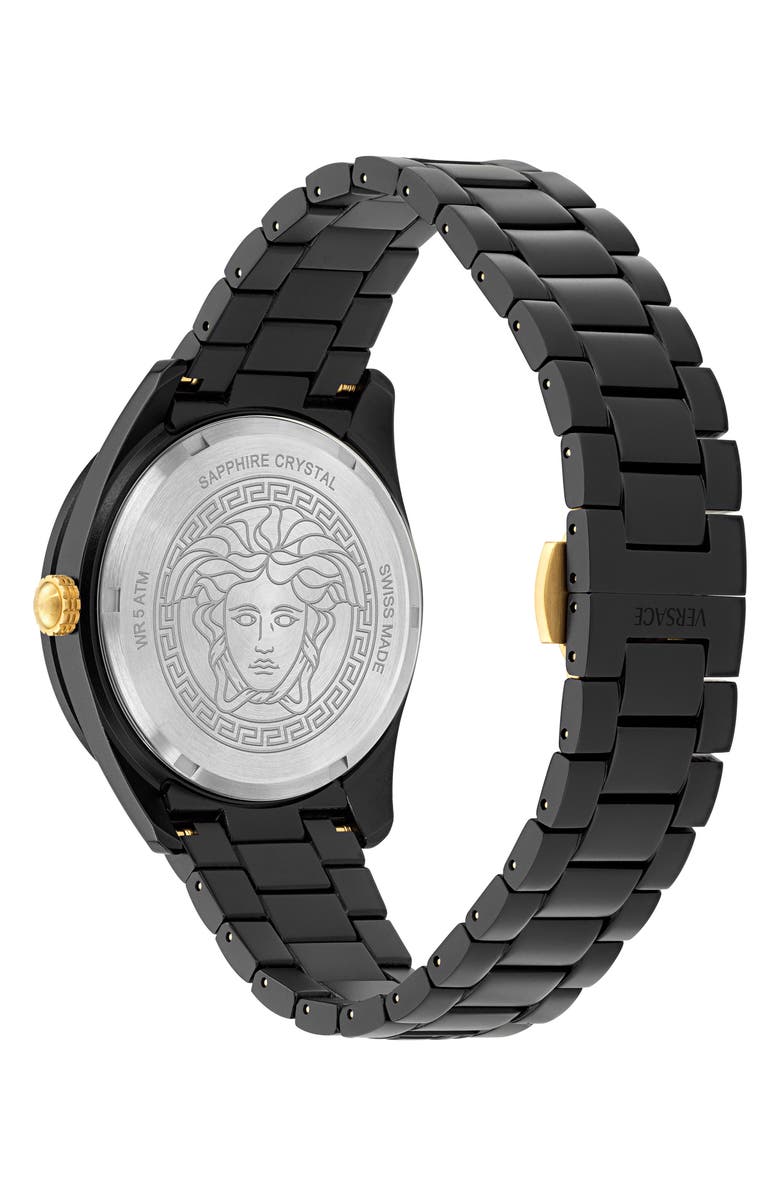 Versace V-Dome Bracelet Watch, 42mm, Alternate, color, Black