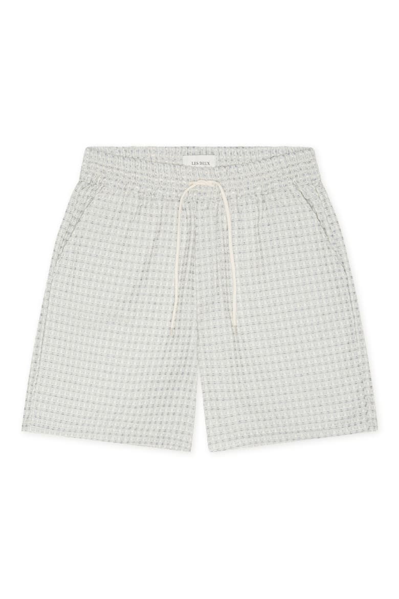 Check Cotton Seersucker Drawstring Shorts, Main, color, LIGHT IVORY