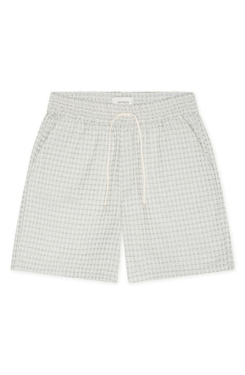 Check Cotton Seersucker Drawstring Shorts