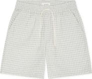 Les Deux Check Cotton Seersucker Drawstring Shorts