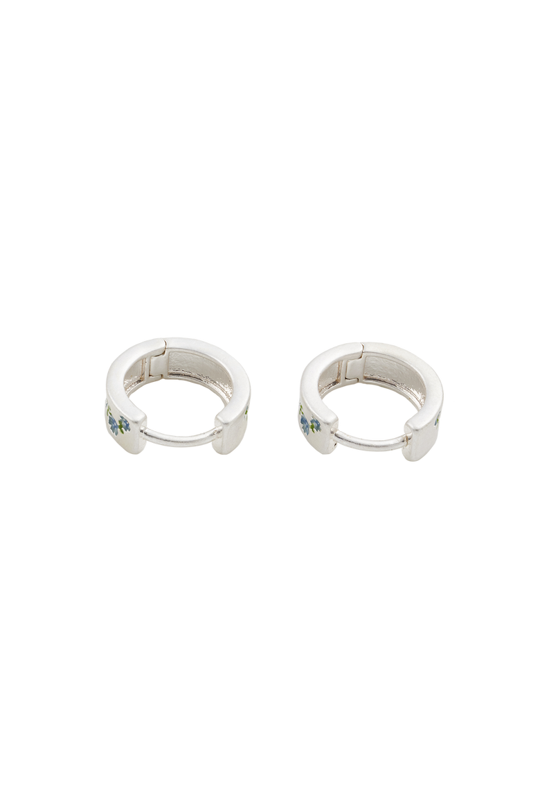 Forget-Me-Not Mini Hoop Earrings Silver, Alternate, color, Blue & Silver
