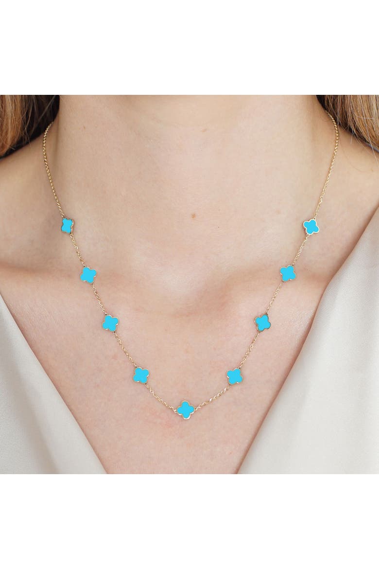 Mini Turquoise Clover Necklace, Alternate, color, Turquoise