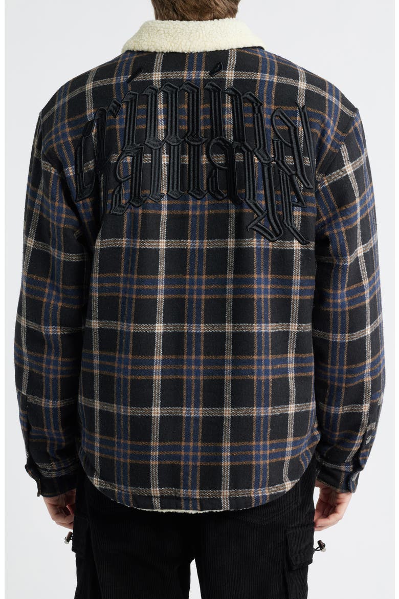 Richmond Check Faux Shearling Shirt Jacket, Alternate, color, BLUE/BLACK