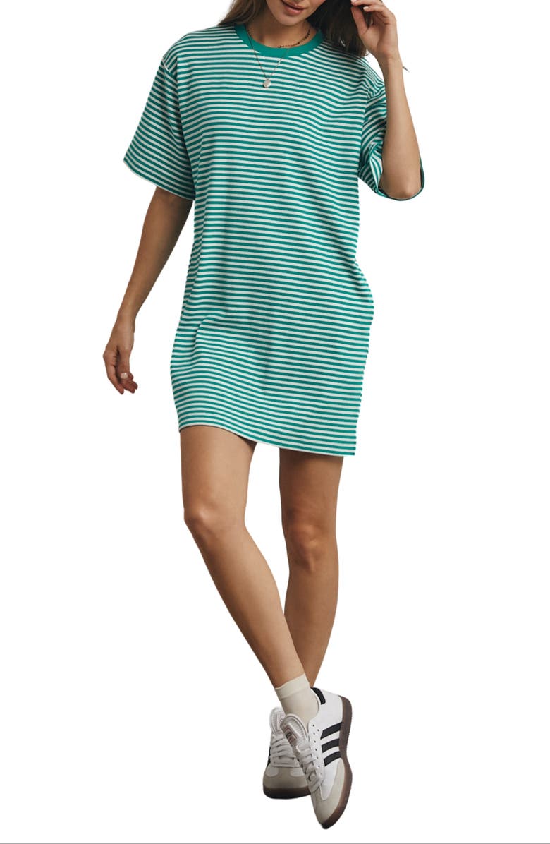 WISHLIST Stripe T-Shirt Dress, Main, color, Green White