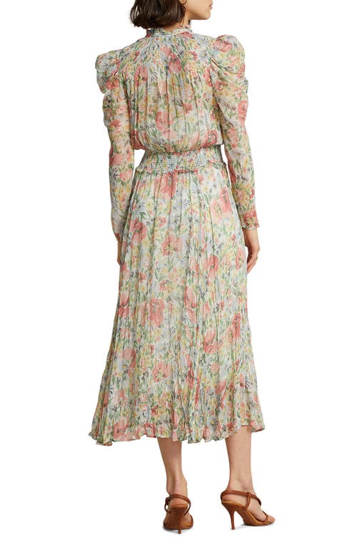 Polo Ralph Lauren Abrele Floral Long Sleeve Midi Dress In Rose Floral