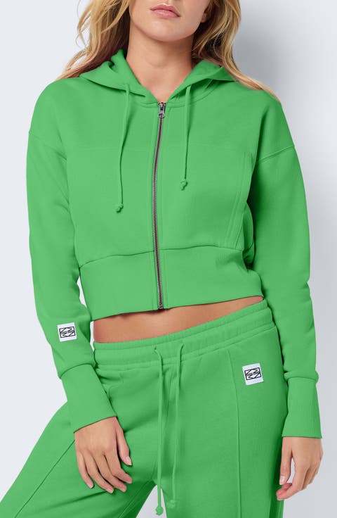 Front Zip Crop Hoodie